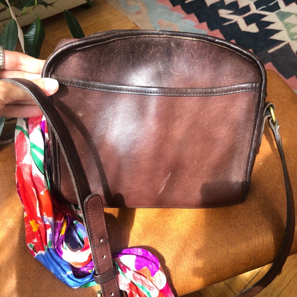 Vintage brown leather crossbody coach bag